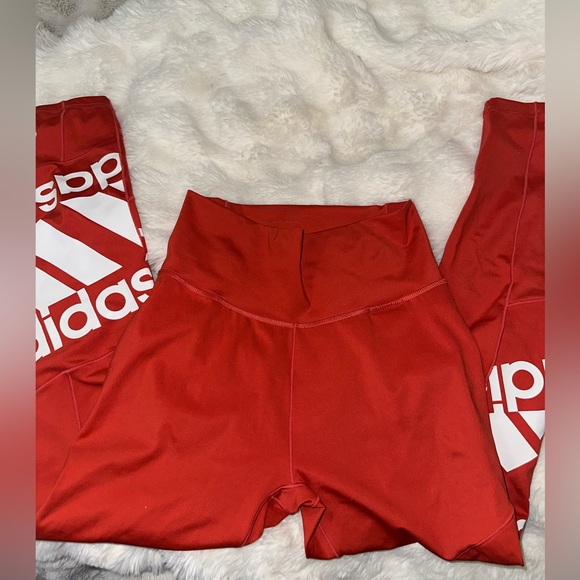 Adidas Women’s Bold Redish Orange  Leggings - Picture 3 of 4